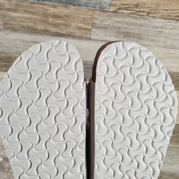 Birkenstock Uji Mens Slide Sandals Sz 13 Antique White Suede Hook & Loop Strap main image 9